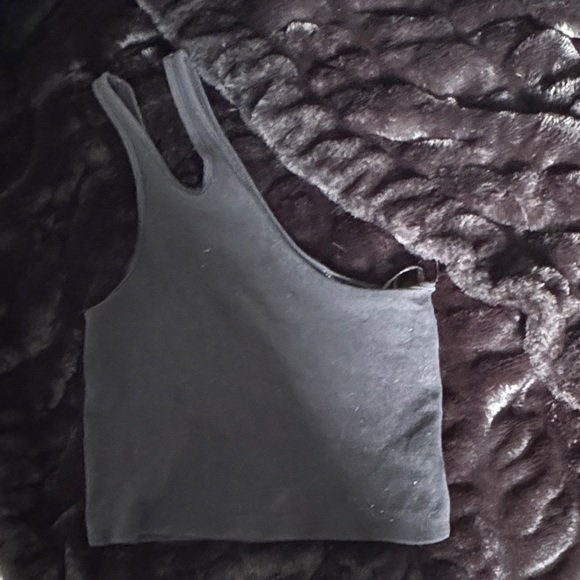 Zara Tops - Zara Black Asymmetrical Crop Top